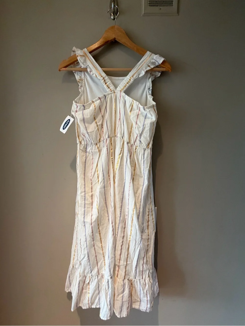 Girls' Old Navy White Stripe Ruffle Sleeve Sundress size XL 14 NWT